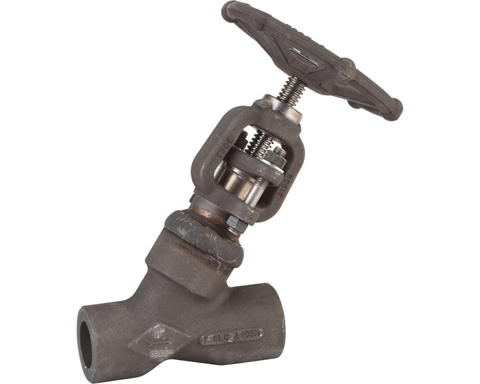 Carbon steel A150N Y-pattern globe valve 405 TRIM 5 1500 lbs SW 1/2''